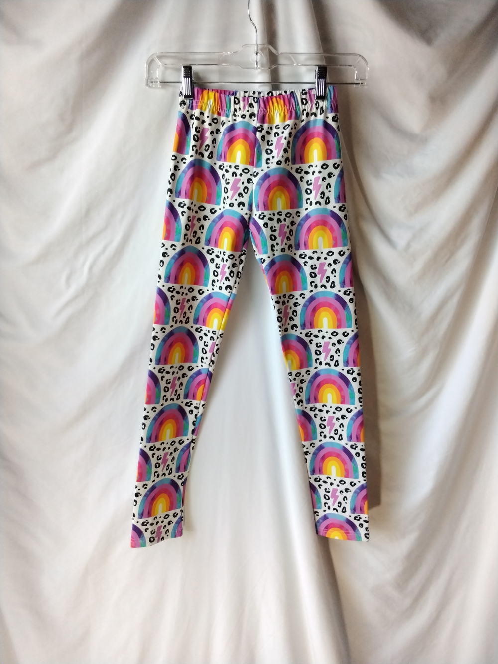 Lola + The Boys White Rainbow Print Leggings with Multicolor Arches - Picture 1 of 7